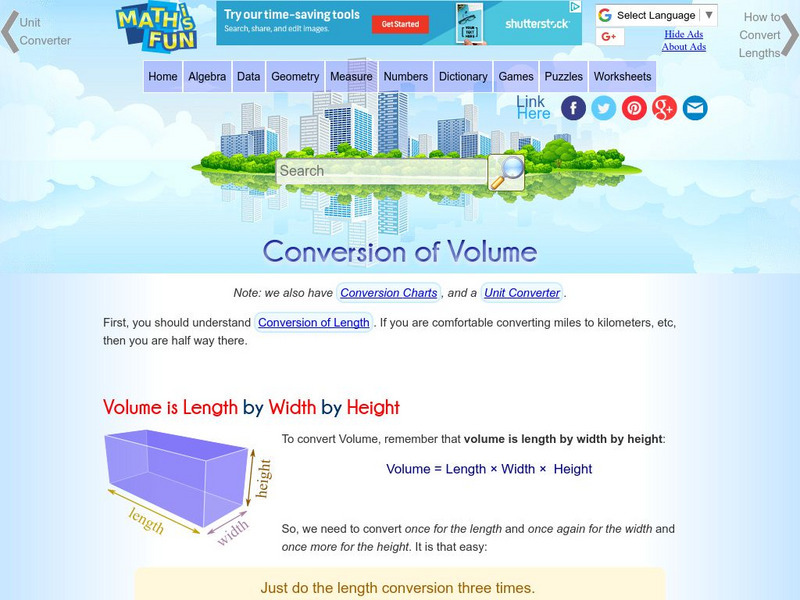Math Is Fun: Conversion of Volume Activity Math Is Fun: Conversion of Volume Activity