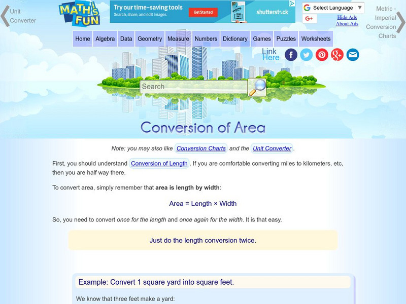 Math Is Fun: Conversion of Area Activity Math Is Fun: Conversion of Area Activity