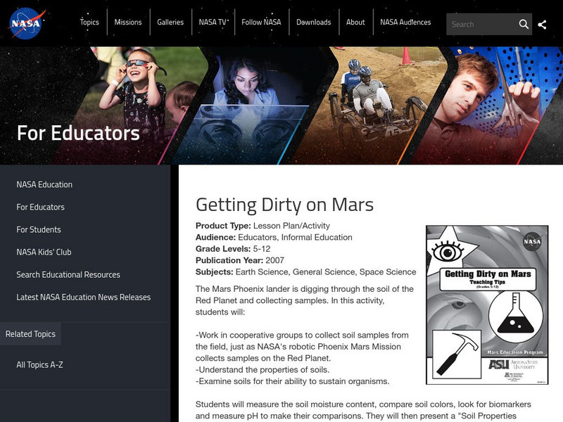 Nasa: Getting Dirty on Mars Website Nasa: Getting Dirty on Mars Website