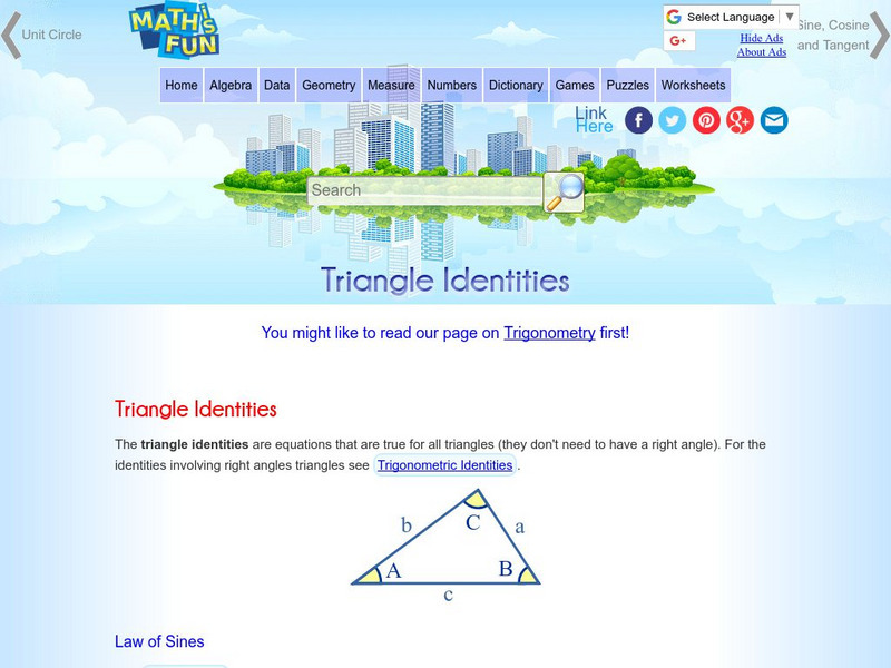 Math Is Fun: Triangle Identities Activity