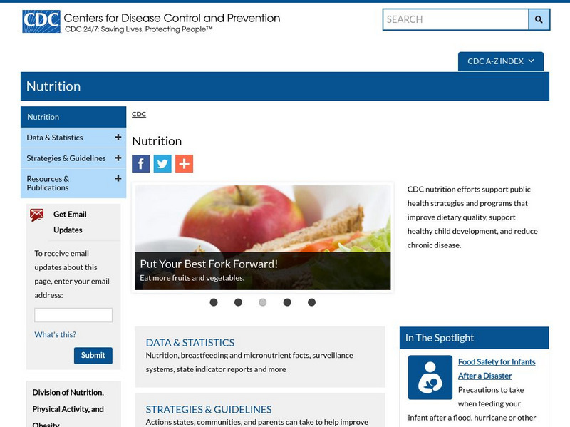 Centers for Disease Control: Nutrition Introduction Handout Centers for Disease Control: Nutrition Introduction Handout