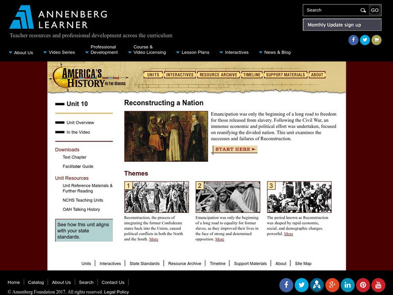 Annenberg Learner: America's History in the Making: Reconstruction Unit Plan Annenberg Learner: America's History in the Making: Reconstruction Unit Plan