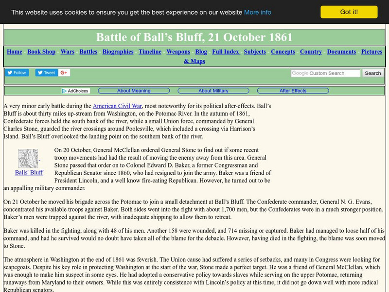 Military History Encyclopedia on the Web: Battle of Ball's Bluff Handout Military History Encyclopedia on the Web: Battle of Ball's Bluff Handout