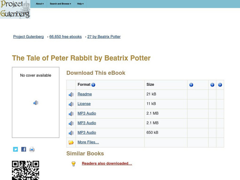 Project Gutenberg: The Tale of Peter Rabbit by Beatrix Potter Audio