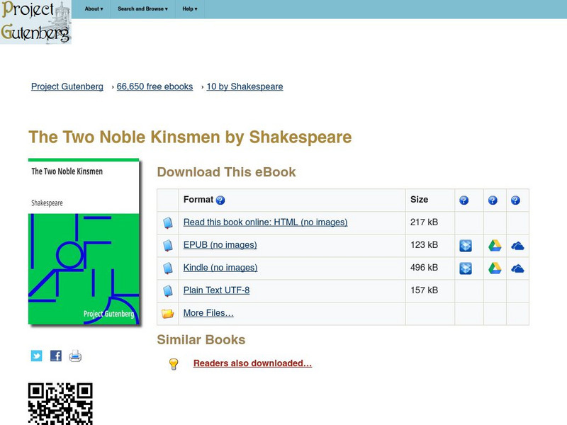 Project Gutenberg: The Two Noble Kinsmen by Shakespeare eBook Project Gutenberg: The Two Noble Kinsmen by Shakespeare eBook