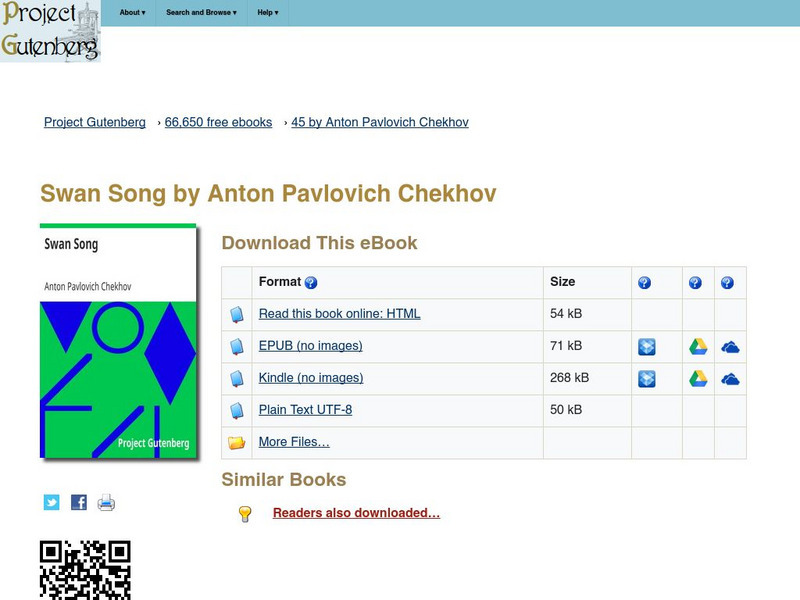 Project Gutenberg: Swan Song by Anton Pavlovich Chekhov eBook Project Gutenberg: Swan Song by Anton Pavlovich Chekhov eBook