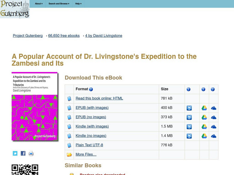 Project Gutenberg: Dr. Livingstone's Expedition to the Zambesi eBook Project Gutenberg: Dr. Livingstone's Expedition to the Zambesi eBook