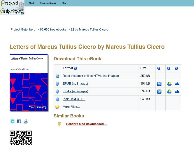 Project Gutenberg: Letters of Marcus Tullius Cicero eBook Project Gutenberg: Letters of Marcus Tullius Cicero eBook