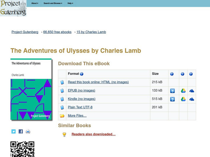 Project gutenberg the adventures of ulysses by charles lamb ebook for