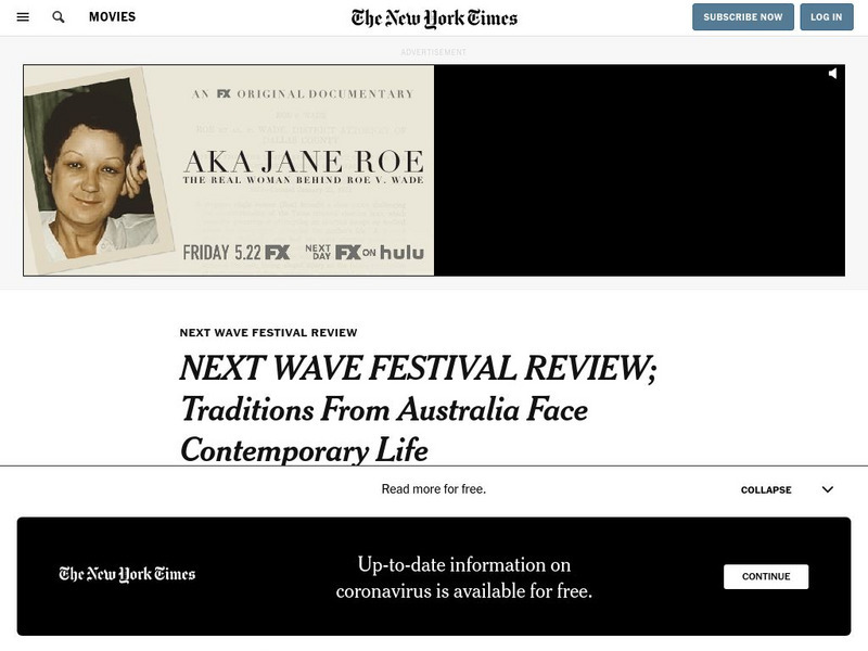 New York Times: Traditions From Australia Face Contemporary Life Article New York Times: Traditions From Australia Face Contemporary Life Article