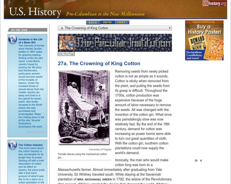 U.s. History: The Crowning of King Cotton Website U.s. History: The Crowning of King Cotton Website