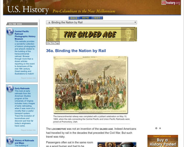 U.s. History: Binding the Nation by Rail Website U.s. History: Binding the Nation by Rail Website