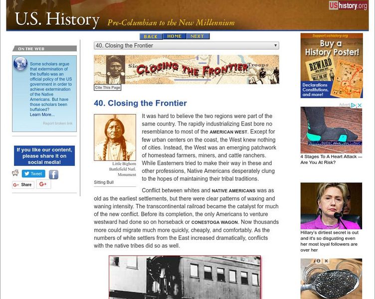 U.s. History: Closing the Frontier Website U.s. History: Closing the Frontier Website