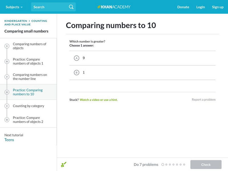 Khan Academy: Comparing Numbers to 10 Unit Plan Khan Academy: Comparing Numbers to 10 Unit Plan