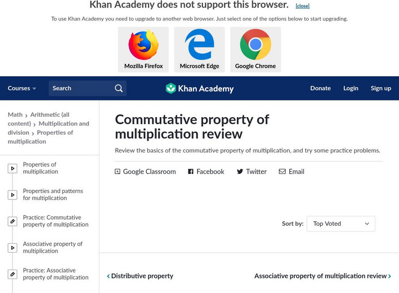 Khan Academy: Commutative Property of Multiplication Review Interactive Khan Academy: Commutative Property of Multiplication Review Interactive