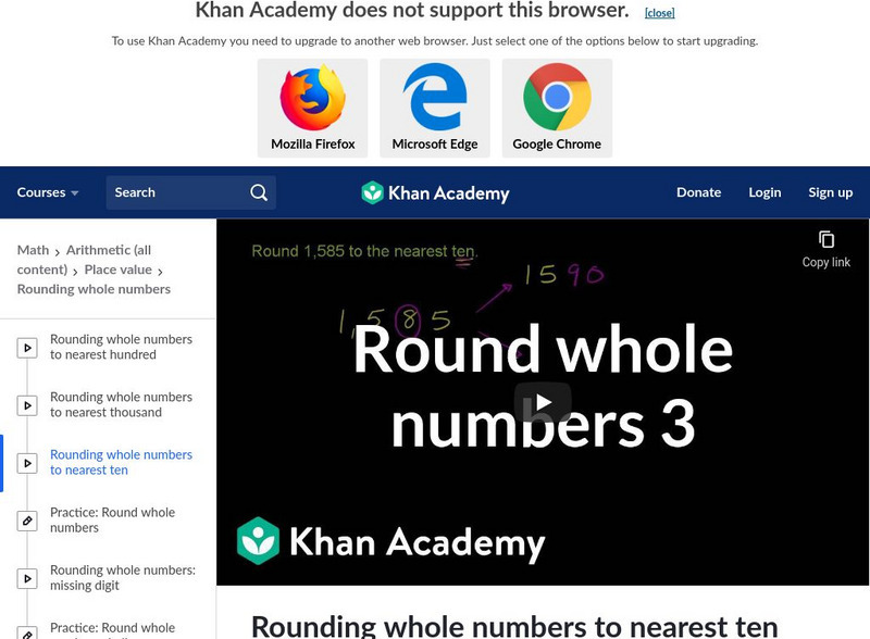 Khan Academy: Rounding Whole Numbers to Nearest Ten Instructional Video Khan Academy: Rounding Whole Numbers to Nearest Ten Instructional Video