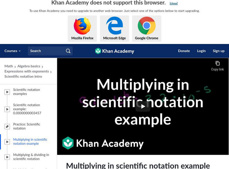 Khan Academy: Multiplying in Scientific Notation Example Instructional Video