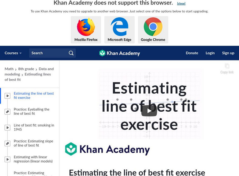 Khan Academy: Estimating the Line of Best Fit Exercise Instructional Video