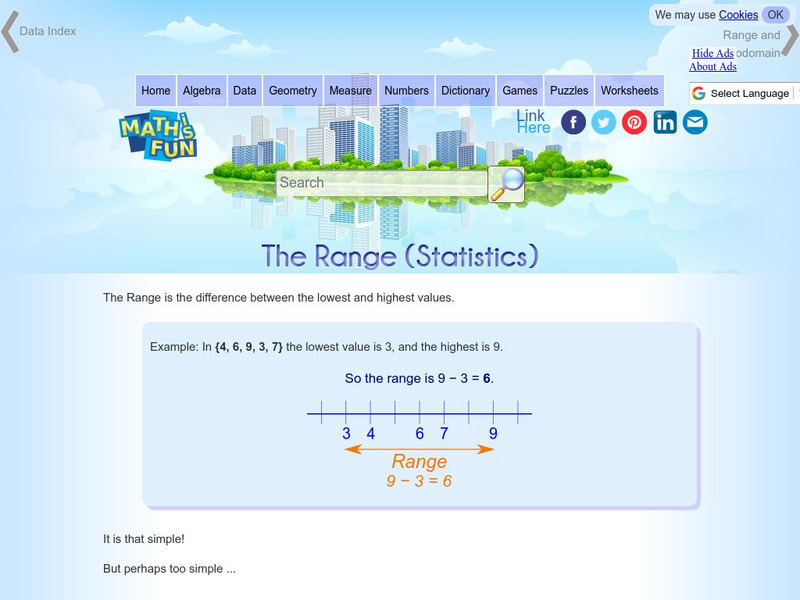 Math Is Fun: The Range (Statistics) Handout Math Is Fun: The Range (Statistics) Handout