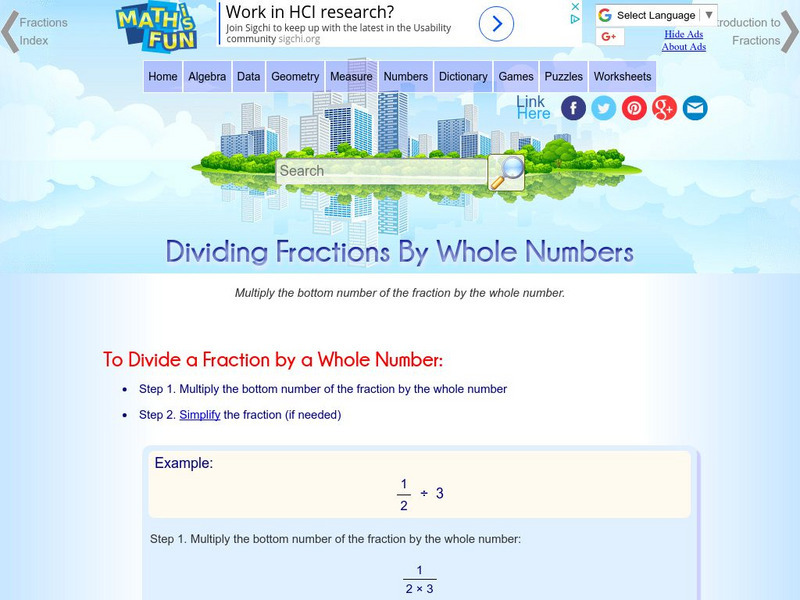 Math Is Fun: Dividing Fractions by Whole Numbers Unit Plan Math Is Fun: Dividing Fractions by Whole Numbers Unit Plan