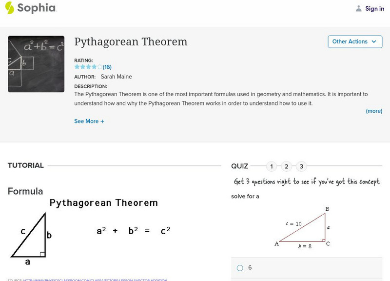 Sophia: Pythagorean Theorem Instructional Video