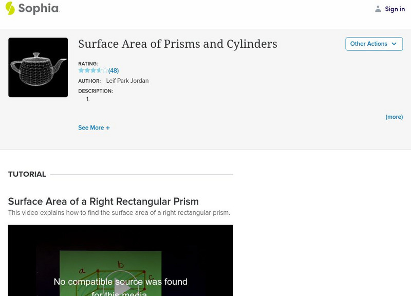 Sophia: Surface Area of Prisms and Cylinders Instructional Video