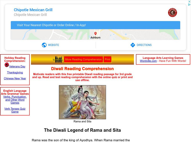 Worksheetsplus: Diwali Reading Comprehension: The Diwali Legend of Rama and Sita Unknown Type Worksheetsplus: Diwali Reading Comprehension: The Diwali Legend of Rama and Sita Unknown Type