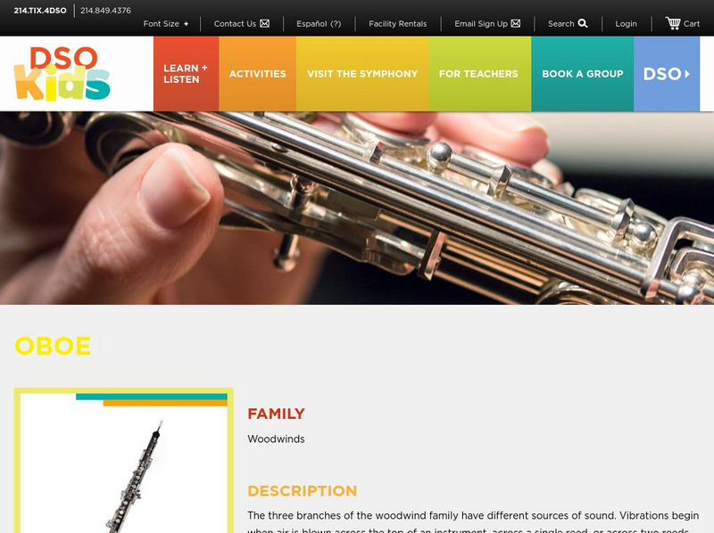 Dallas Symphony Orchestra Kids: Oboe Handout Dallas Symphony Orchestra Kids: Oboe Handout