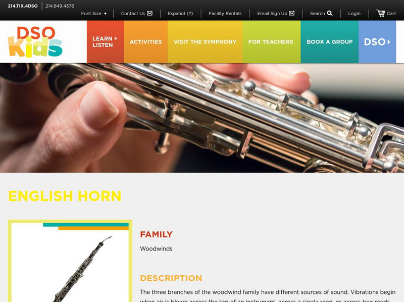 Dallas Symphony Orchestra Kids: English Horn Handout Dallas Symphony Orchestra Kids: English Horn Handout