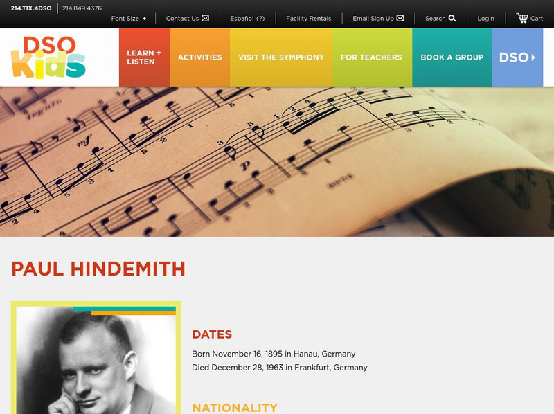 Dallas Symphony Orchestra Kids: Paul Hindemith Handout Dallas Symphony Orchestra Kids: Paul Hindemith Handout