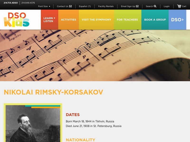 Dallas Symphony Orchestra Kids: Nikolai Rimsky Korsakov Handout Dallas Symphony Orchestra Kids: Nikolai Rimsky Korsakov Handout