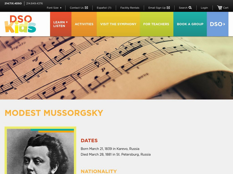 Dallas Symphony Orchestra Kids: Modest Mussorgsky Handout Dallas Symphony Orchestra Kids: Modest Mussorgsky Handout