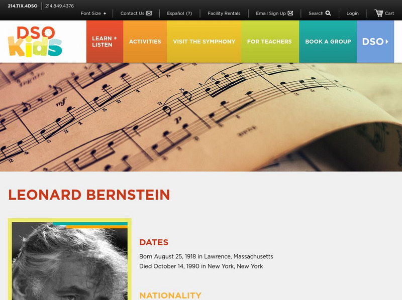 Dallas Symphony Orchestra Kids: Leonard Bernstein Handout Dallas Symphony Orchestra Kids: Leonard Bernstein Handout