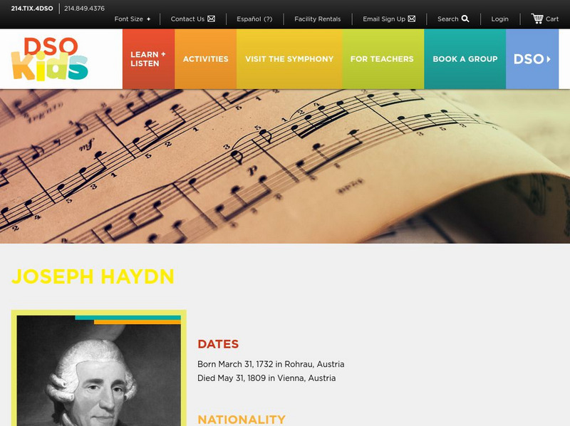 Dallas Symphony Orchestra Kids: Joseph Haydn Handout Dallas Symphony Orchestra Kids: Joseph Haydn Handout