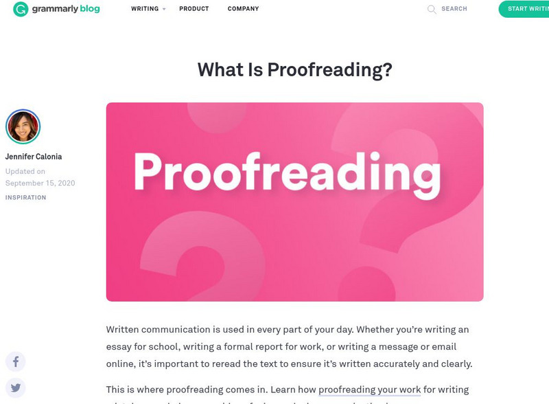 Grammarly Blog: What Is Proofreading? Handout Grammarly Blog: What Is Proofreading? Handout