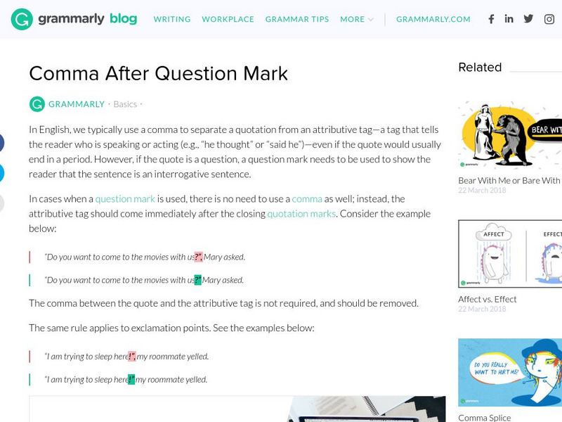 Grammarly Blog: Comma After Question Mark Handout Grammarly Blog: Comma After Question Mark Handout