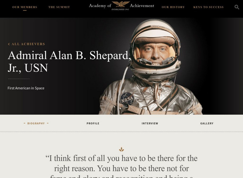Academy of Achievement: Admiral Alan B. Shepard, Jr., Usn Website Academy of Achievement: Admiral Alan B. Shepard, Jr., Usn Website
