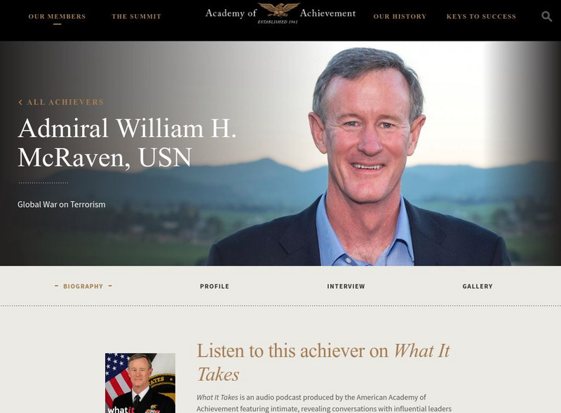 Academy of Achievement: Admiral William H. Mc Raven, Usn Website Academy of Achievement: Admiral William H. Mc Raven, Usn Website