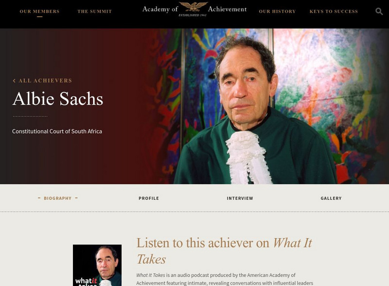 Academy of Achievement: Albie Sachs Website Academy of Achievement: Albie Sachs Website