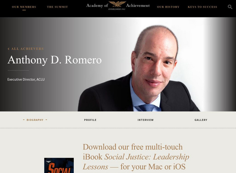 Academy of Achievement: Anthony Romero Website