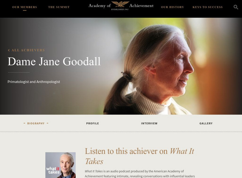 Academy of Achievement: Dame Jane Goodall Website Academy of Achievement: Dame Jane Goodall Website