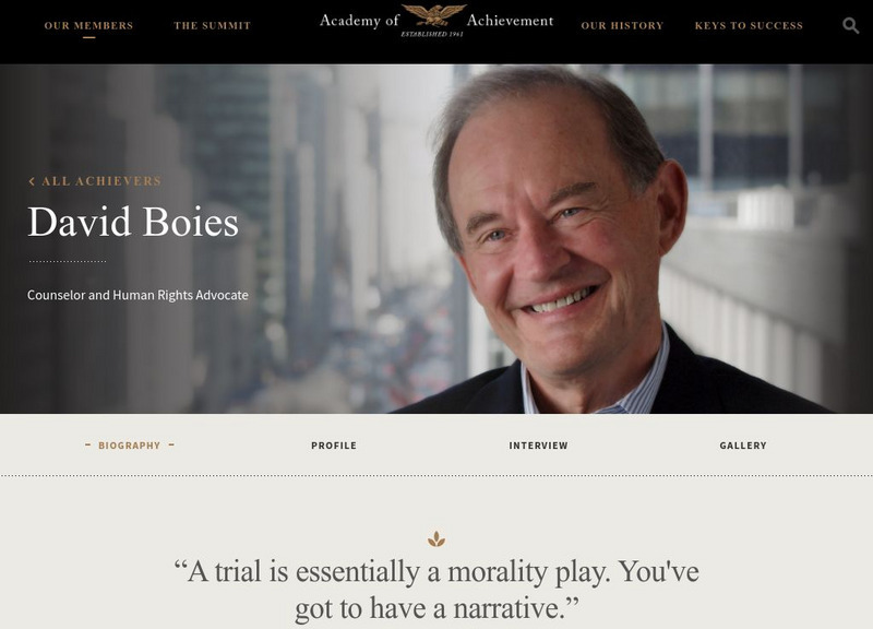 Academy of Achievement: David Boies Website