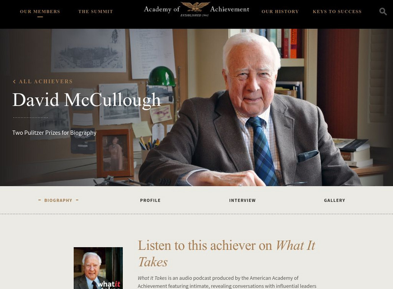 Academy of Achievement: David Mc Cullough Website Academy of Achievement: David Mc Cullough Website