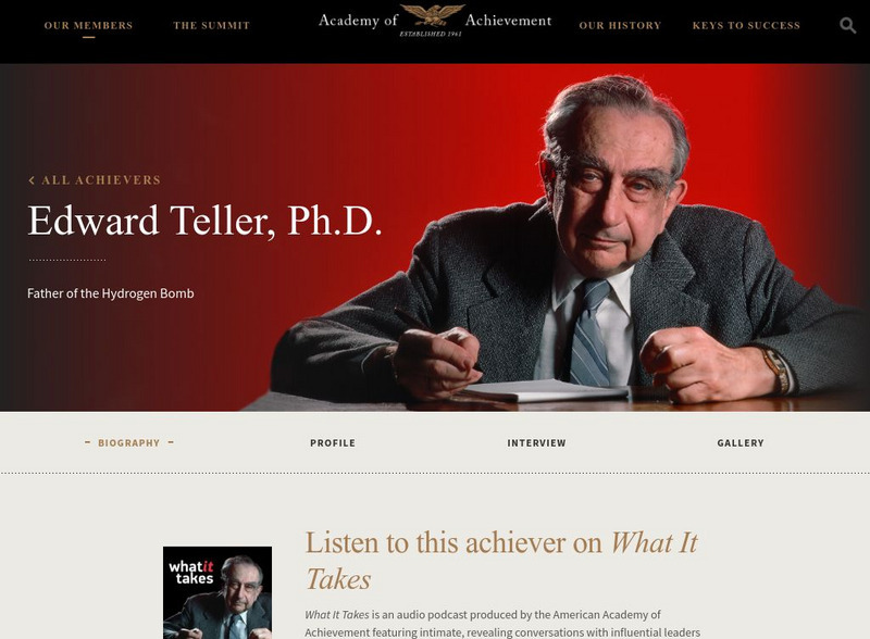 Academy of Achievement: Edward Teller, ph.d. Website Academy of Achievement: Edward Teller, ph.d. Website