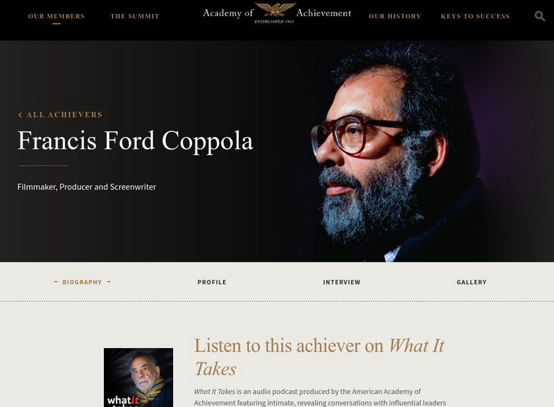 Academy of Achievement: Francis Ford Coppola Website Academy of Achievement: Francis Ford Coppola Website