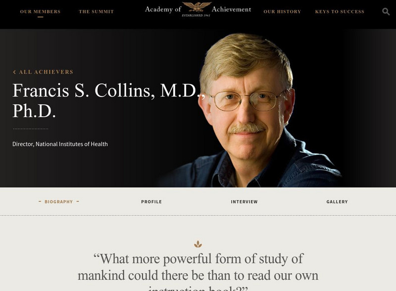 Academy of Achievement: Francis S. Collins, m.d., ph.d. Website Academy of Achievement: Francis S. Collins, m.d., ph.d. Website