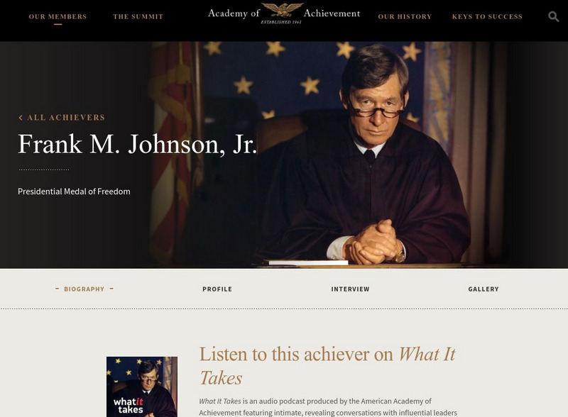 Academy of Achievement: Frank M. Johnson, Jr. Website Academy of Achievement: Frank M. Johnson, Jr. Website