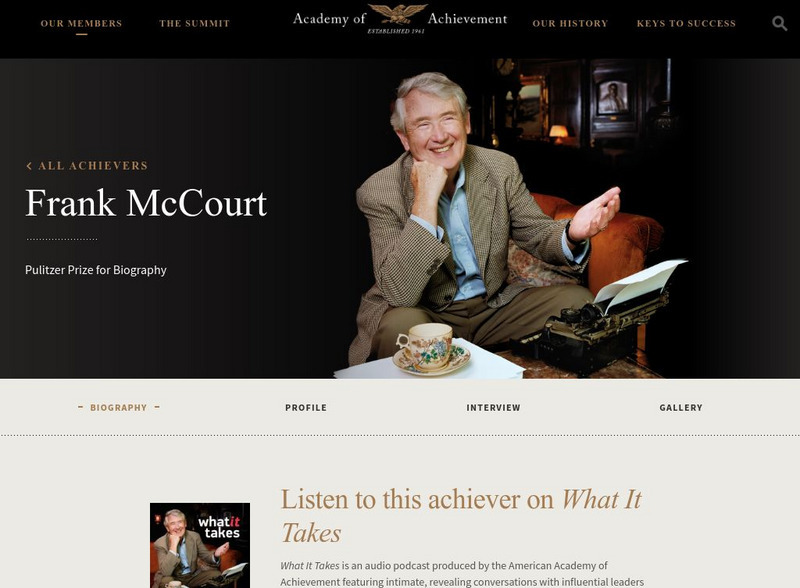 Academy of Achievement: Frank Mc Court Website Academy of Achievement: Frank Mc Court Website