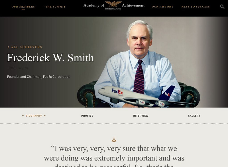Academy of Achievement: Frederick W. Smith Website Academy of Achievement: Frederick W. Smith Website