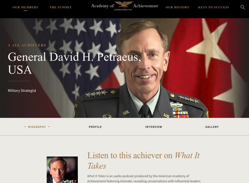 Academy of Achievement: General David H. Petraeus, Usa Website